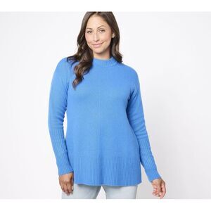 Isaac Mizrahi Live! Women's Top Plus Sz Sweater 1X Metallic Denim A615270